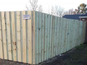 Photo of a board on board wood privacy fence